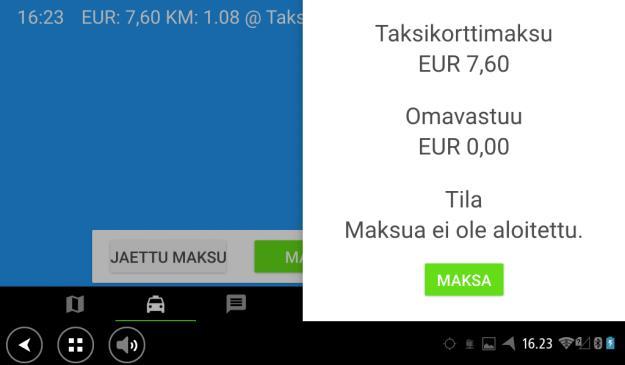 SOTE-osuus) magneettikorttimaksuna valitsemalla <MAKSU> valitse maksutavaksi Magneettikortti 6. Valitse oikea kortti (tarkistettu kyydin alussa) 7. Vedä Sote-kortti maksupäätteestä HUOM!