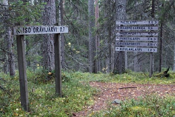 Oravijärvelle, jossa on viitat sen lisäksi Palolampi 5,6,