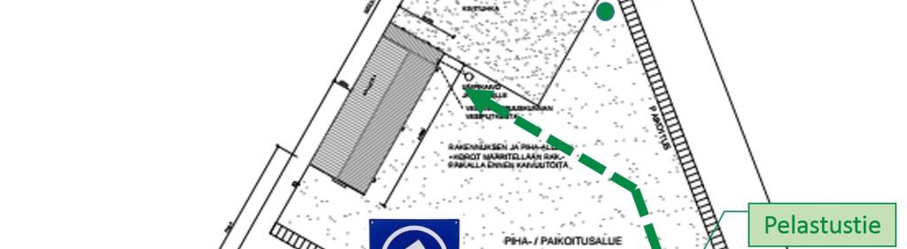Rakennuksesta poistuminen ja kokoontumispaikat - Hallista johtaa ulos poistumisopastein varustetut poistumistieovet suoraan ulos.