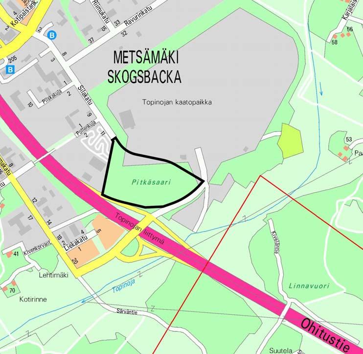 2 1.2 Kaava-alueen sijainti Kaava-alueen sijainti Suunnittelualue sijaitsee Ohitustien varrella noin 6 km Kauppatorilta koilliseen.