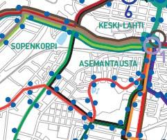Pyörätiet Bussilinja 12 (vihreä) ja 16 (musta) kulkevat Vanhaa Helsingintietä pitkin.