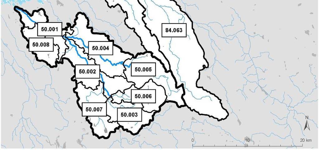 (Ekholm 1993) Kuva 3. Vesistöalueiden 3. jakovaiheen valuma-alueet.