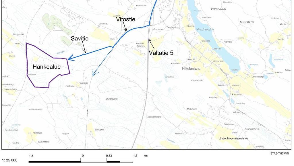 Valtatien 5 ramppien ja Vitostien risteysalueella nopeusrajoitus on 60 km/h.
