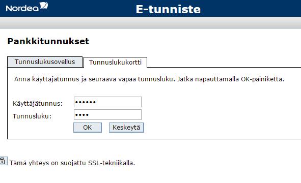 Omapalvelu / Kirjautuminen