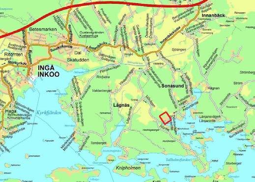 Planområdets läge Planläggningsområdet befinner sig i Lågnäs by i Ingå kommun. Planläggningsområdet befinner sig ca 2,5 km längs en bilväg från stamvägen 51 mellan Raseborg och Helsingfors.