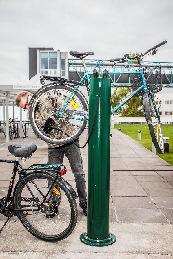 pyöränhuoltopisteet Peseytymis- ja pukuhuonetilat henkilökunnalle