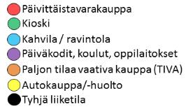 Rovaniemen keskeiset kaupan alueet ja tarkastelualueen kaupalliset palvelut 2017 (Pohjakartta: Rovaniemen karttapalvelu) 2.3.