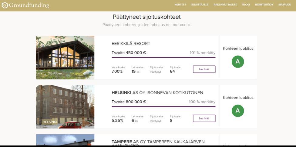 korjausrakentamiseen - Sijoittaminen palvelun kautta tapahtuu täysin sähköisesti.