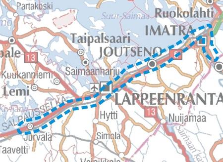 3 Inventointialue Noin 70 km pitkä, nykyisen radan myötäinen, inventointialue alkaa Jurvalasta, Luumäen liikennepaikan itäpäästä ja ulottuu Imatrankoskelle, lähelle Venäjän rajaa.