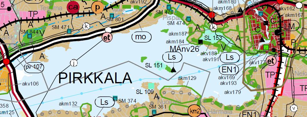 Kaukomaisemassa rakennettuina alueina hahmottuvat Pyhäjärven Tampereen puolella järveltä käsin Ratinanrannan ja Pyynikin Trikoon kerrostaloalueet, pieni osa Vihilahtea, Tahmela ja Pispala.