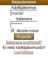 Liite 1 2. Kirjautuminen Tunnuksen aktivoimisen jälkeen voit kirjautua sisään sivustolle etusivulla olevan lomakkeen kautta.