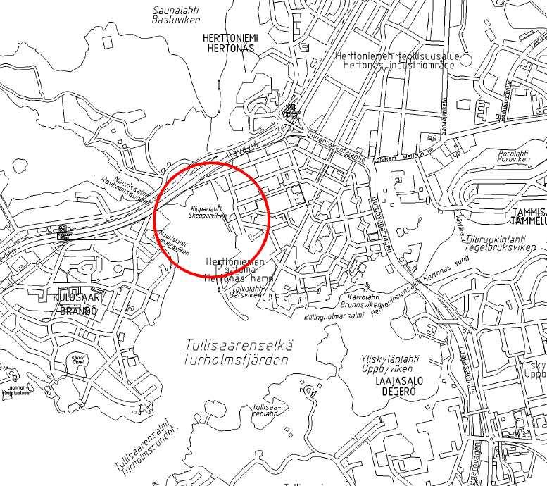 Kipparlahden laivalaiturin muuttaminen asuntolaivatoimintaan 2 (24) 2.2 Hydrologia Kuva 1. Tarkastelualueen sijainti.
