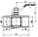 ..+95 C Käyttöpaine: 16bar Koodi Nimelliskoko DN A B C E M Paino /kpl mm mm mm mm mm mm kg PH45013 1/2 15 15 59 43 98 16 0,21 11,08 PH45020 3/4 20 20 70,6 46,5 98 18 0,28 15,52 PH45025 1 25 25 82