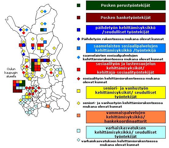 Posken ja kehittämisyksiköiden työntekijät sekä kehittämisrakenteessa mukana olevat kunnat Kehittämisyksiköissä työskentelevät