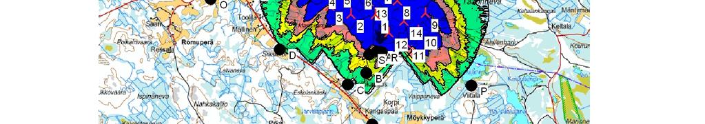 485 SHADOW - Map Calculation: Mastokangas kaavaluonnos, - Nordex 131, 140m hh Hours per year, real