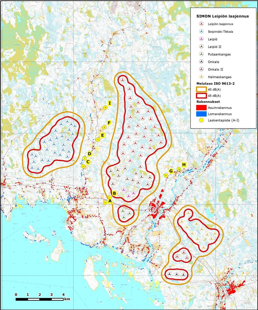 FCG SUUNNITTELU JA TEKNIIKKA OY Melu- ja varjostusmallinnukset 13 21) 12.6.2017 3 MELU- JA VARJOSTUSMALLINNUSTEN TULOKSET 3.