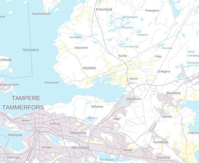 Kuva 1. Selvitysalueen suurpiirteinen sijainti merkitty kartalle punaisella rajauksella. Pohjakartta: Maanmittauslaitos 06/2017.