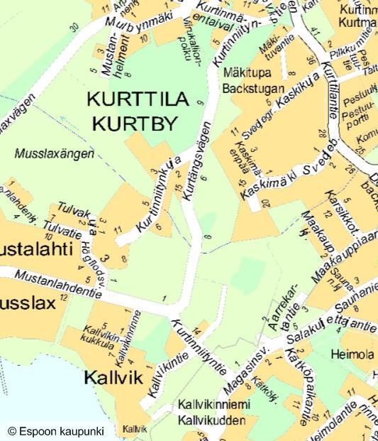 Espoon kaupunki Kokouskutsu Asia 8 Tekninen lautakunta 31.05.2017 Sivu 21 / 30 1. SUUNNITELMAN SISÄLTÖ.. Kurtinniityntie ja Salakuljettajantie muodostavat yhdessä Kallvikin alueen pääväylän.