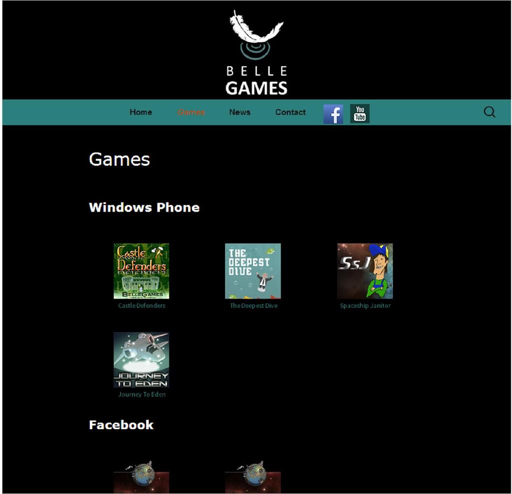 kiinnitettiin huomiota painikkeiden riittävään kokoon. Kohdesivuston Games-osion layout on suunniteltu nimenomaan sivuston mobiilikäyttöä silmällä pitäen (katso kuvio 9.).