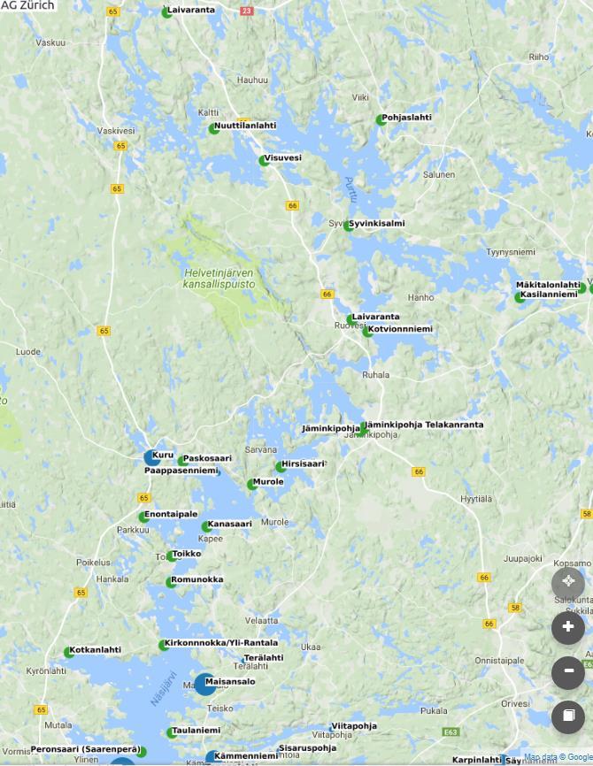 Karttoihin on merkitty Tampereen kaupunkiseudun satamat uutta satamaluokitusta käyttäen siten, että merkinnän koko kuvaa nykyistä satamaluokkaa. Kaupunkiseudun satamien väri on sininen.