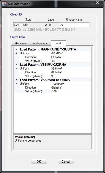 (geometriaa, kuormitusta ym.