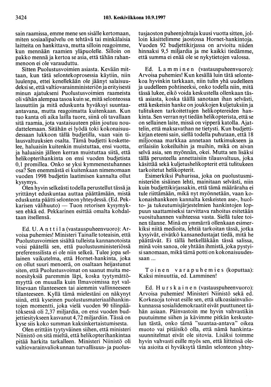 3424 103. Keskiviikkona 10.9.
