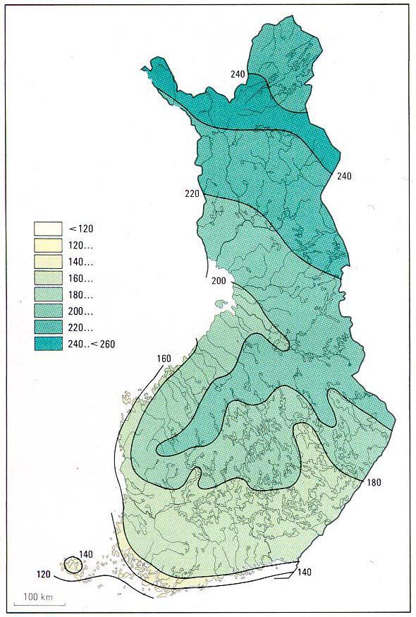 9 Taulukko 1. Termisten vuodenaikojen vaihtuminen Joensuun lentoaseman mittauspisteessä kaudella 1971 2000 /3/ Alkaa vuorokausia Kevät 9.4. 46 Kesä 24.5. 114