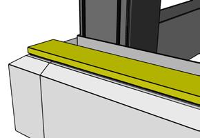 Tiivistenauha asennetaan pilarien ja sokkelikulman pintaan detaljien ja suunnitelmien mukaisesti paneelin kiinnityslinjan sisäpuolelle.