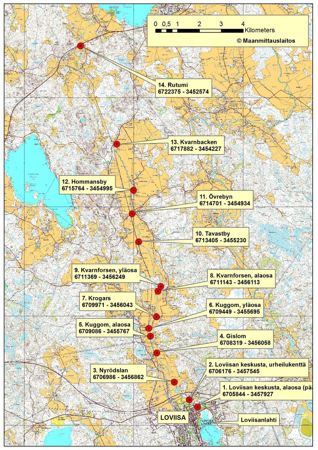 LIITE 1 Koeravustuspaikat