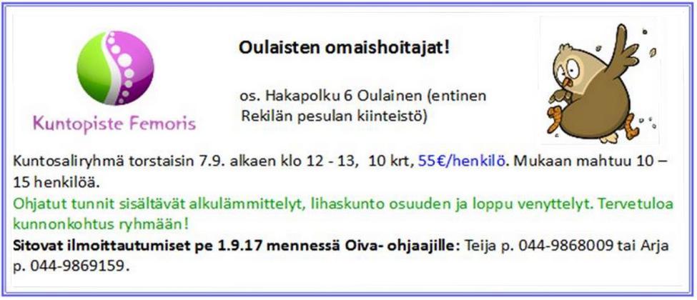 Oulaisten omaishoitajat!