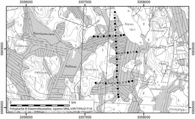 Soinissa tutkitut suot ja niiden turvevarat Osa 1 59. Alasenneva Alasenneva (kl. 2242 05, x = 6968,9, y = 3357,7) sijaitsee noin 9 km Soinin keskustasta etelään.