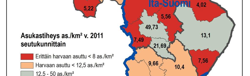 Itä- ja Pohjois-Suomi on harvaan asuttua aluetta ja se kärsii pysyvistä syrjäiseen sijaintiin ja harvaan väestötiheyteen liittyvistä haitoista.