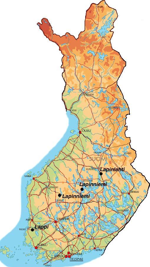 Suomenkartta Kuvitellaan Suomen kartta luokkaan Mene siihen kohtaan kartalla, jossa olet syntynyt?