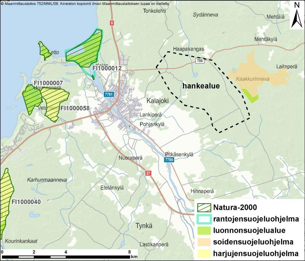 FCG Finnish Consulting Group Oy Mustilankankaan tuulivoimapuiston YVA-ohjelma 37 Kalajoen suiston (FI1000012) Natura-alue (327 ha) on sisällytetty Natura 2000 verkostoon sekä luonto- (SCI) että