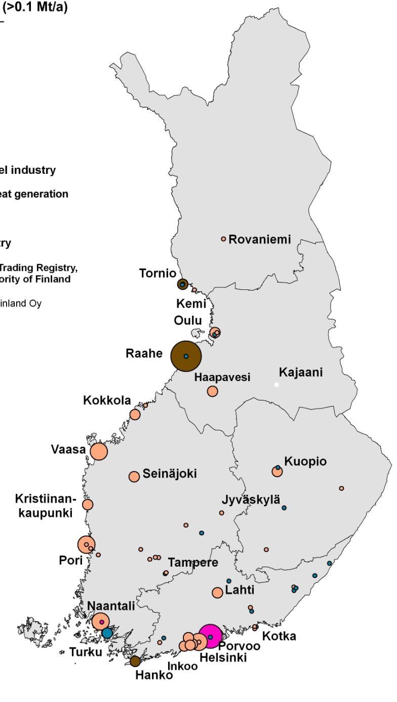 Facility specific fossil CO2 emissions in Finland (2008) 60 suurimman laitoksen* osuus Suomen hiilidioksidipäästöistä on 50-60 % 11/11/2010 7 14 % (29 facilities) 18 % (3 facilities) 12 % (3