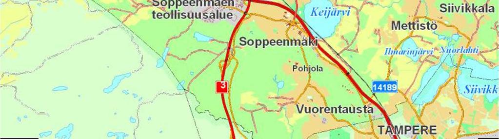 Tampere-Seinäjoki rata Uusi-Kuruntie Perkonmäki (Natura) Vaasantie (VT3) Kuva 2.