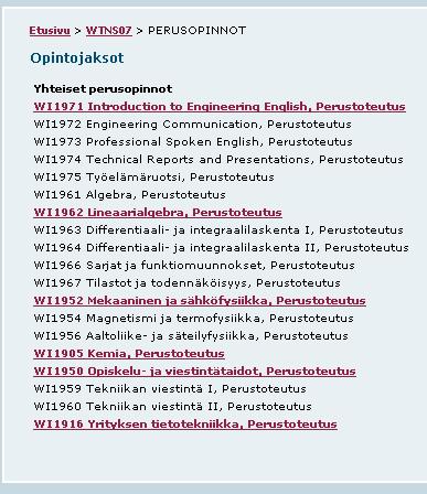 perusopintojen sisältö.