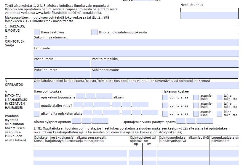 Esimerkkejä lomakkeista