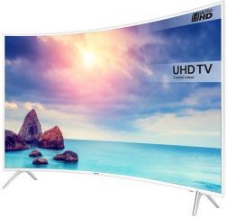 Smart TV, jossa on uudistettu, Tizenkäyttöliittymä. 49-tuumaisessa kaarevassa TV:ssä on kauniit vaaleat reunat. Siinä on teräväpiirtokanavia tukevat DVB-T2, DVB-C HD ja DVB-S2 -digivirittimet.