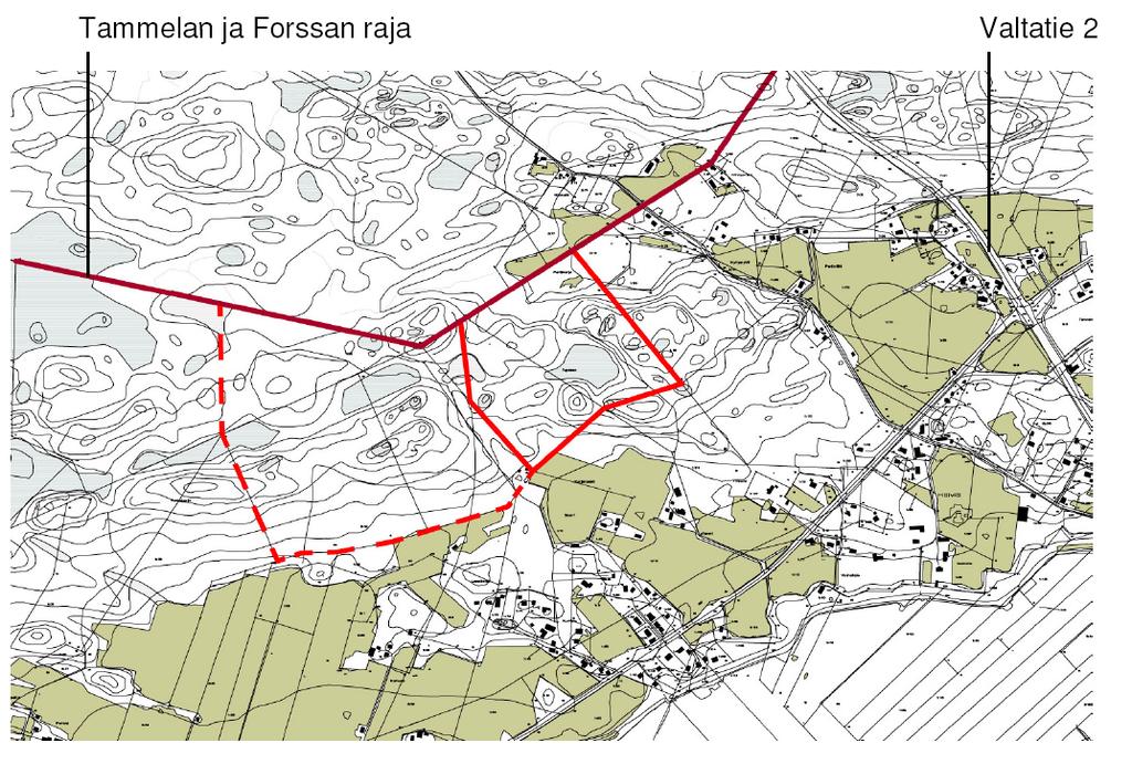 TAMMELAN TUPASUON LIIKENNESELVITYS 5 (5) 2 ALUEEN MAANKÄYTÖN JA TIEVERKON KEHITTÄMISSUUNNITELMAT 2.