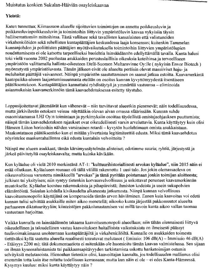 MUISTUTUKSET: TAMMELAN KUNTA 11.