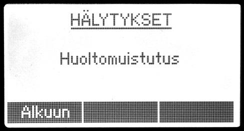 Hälytykset Jos laite havaitsee virheen, tämä tieto esitetään ponnahdusnäkymässä, ja oletusnäkymän oikeassa yläkulmassa on varoitussymboli niin kauan kuin laitteessa on yksi tai useampia ongelmia.
