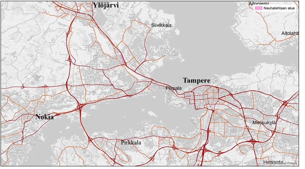 kulmaukseen, noin 7 km päähän Tampereen keskustasta ja 4 km päähän Ylöjärven