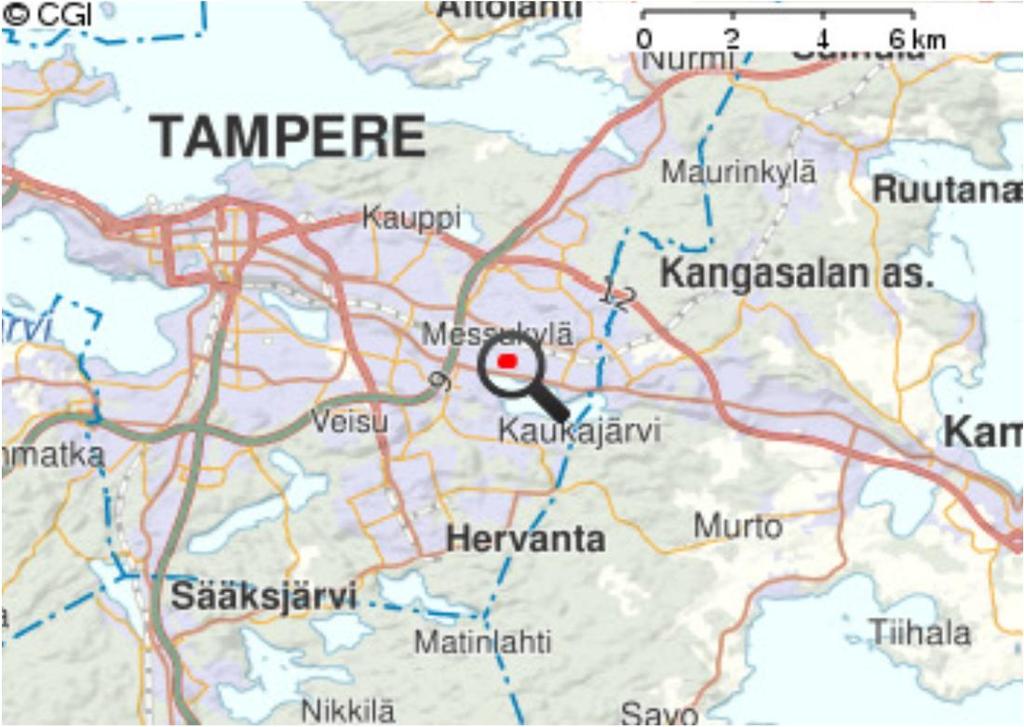 alueella noin 10 km etäisyydellä Tampereen