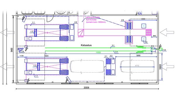 41 9.4 Aseman tilat Asemalla tulisi olla ainakin kaksi katsastuslinjastoa sekä toimisto katsastusten vastaanottoa varten. Asiakaskunnan vakiintuessa voi laajentamiselle olla tarvetta.