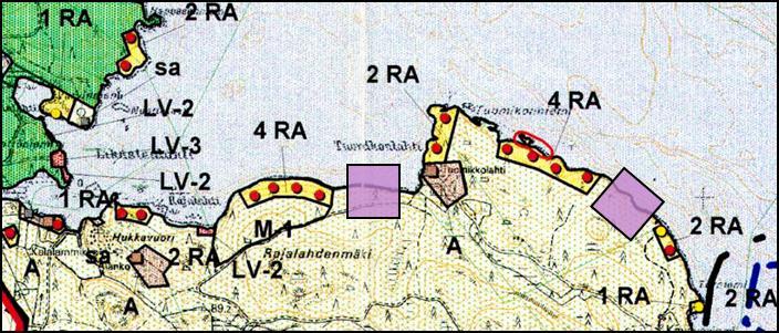 Kuvat: Otteet Punkaharjun Pihlajaveden rantaosayleiskaavasta Etu- ja Perälampareen alueelta (kuva ylhäällä vasemmalla), Ruokojärveltä (kuva ylhäällä oikealla) sekä Tuomikonlahdelta (kuva alla).