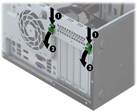 Laajennuskortin asentaminen ja poistaminen Tietokoneessa on kaksi PCI-laajennuspaikkaa, yksi PCI Express x1 -laajennuspaikka, yksi PCI Express x16 -laajennuspaikka ja yksi PCI Express x16