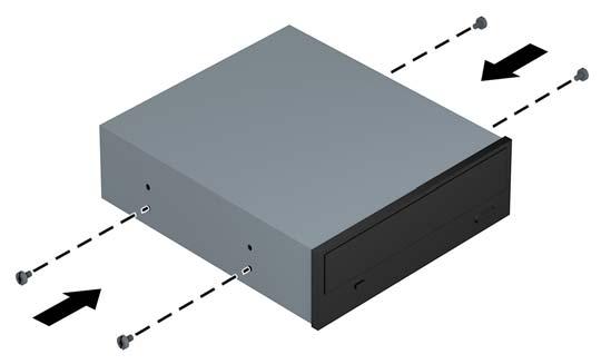 5,25 tuuman aseman asentaminen HUOMAUTUS: HP:n tuotevalikoimaan ei kuulu 5,25 tuuman optista asemaa tälle tietokoneen mallille. 5,25 tuuman optinen asema voidaan ostaa kolmannen osapuolen myyjältä. 1.