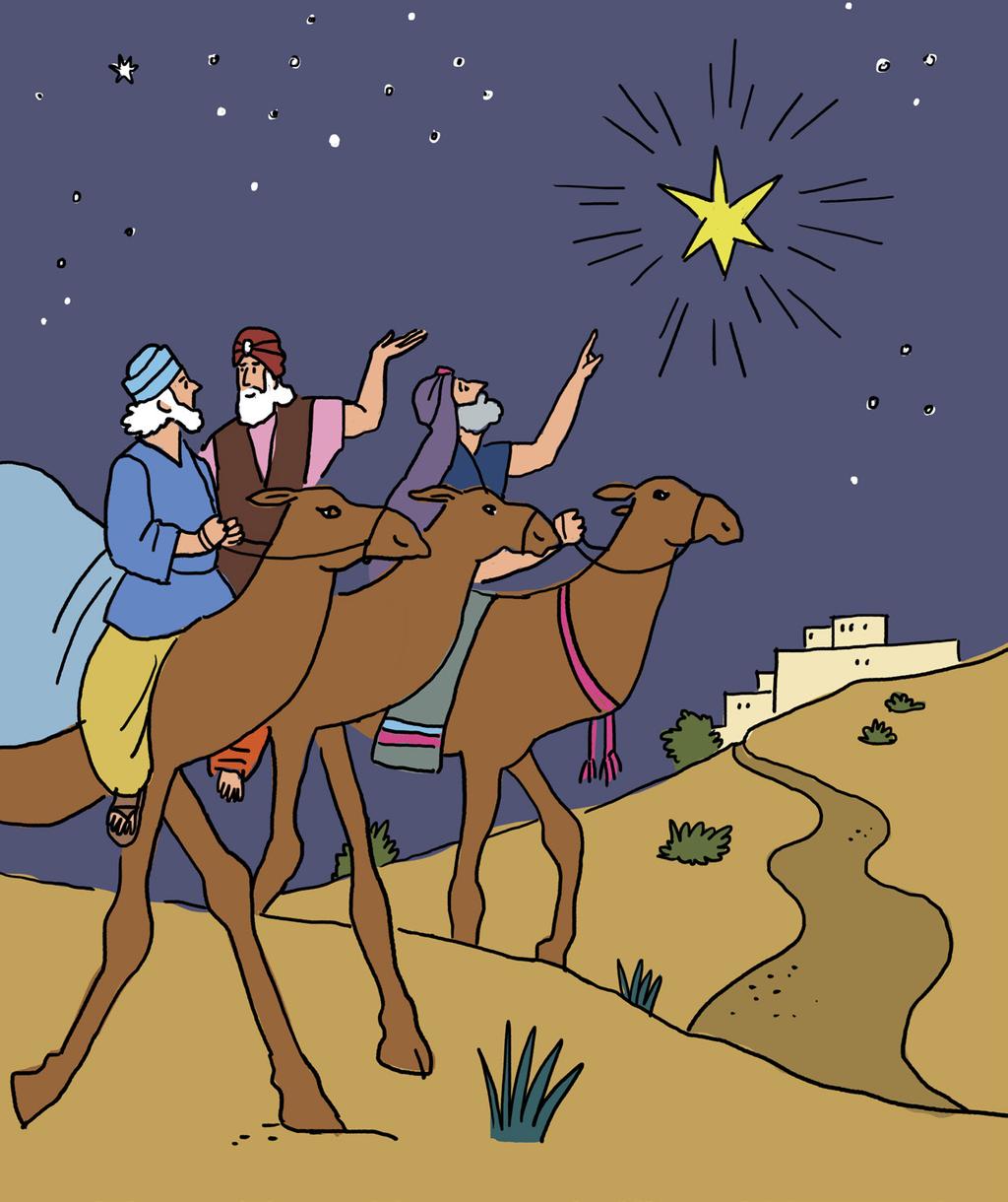 Tähti opastaa itämaan tietäjät Betlehemiin Itämaan tietäjien edellä kulki suuri tähti.