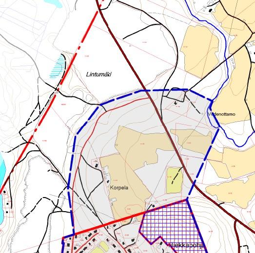 3.7 Tekninen huolto Suunnittelualue rajautuu vesilaitoksen toiminta-alueeseen. Kuva: Vesihuoltoverkosto 3.8 Ympäristönsuojelu ja ympäristöhäiriöt Alueelle ei kohdistu erityistä ympäristöhäiriötä. 3.4 Maanomistus Suunnittelualue on Laukaan kunnan omistuksessa.